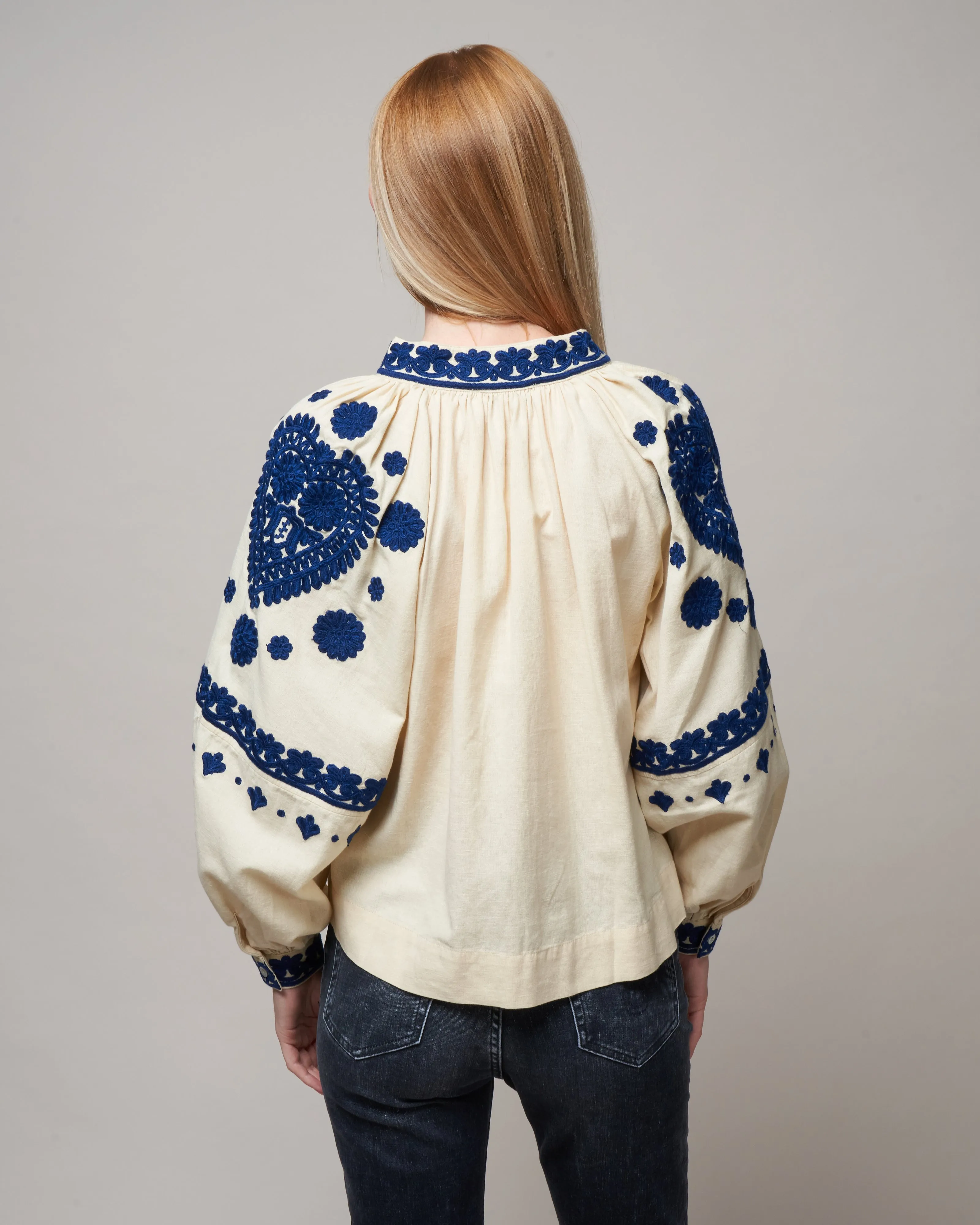 holly soutache l/slv top - cream