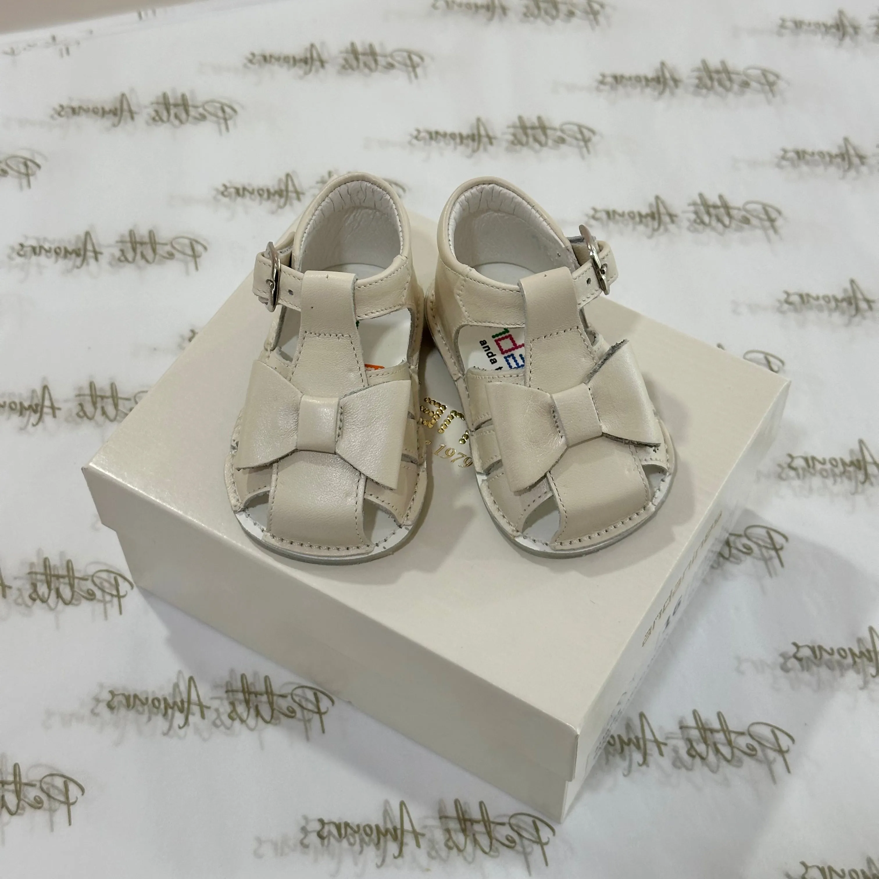Ivory Pearl Bow Baby Sandals