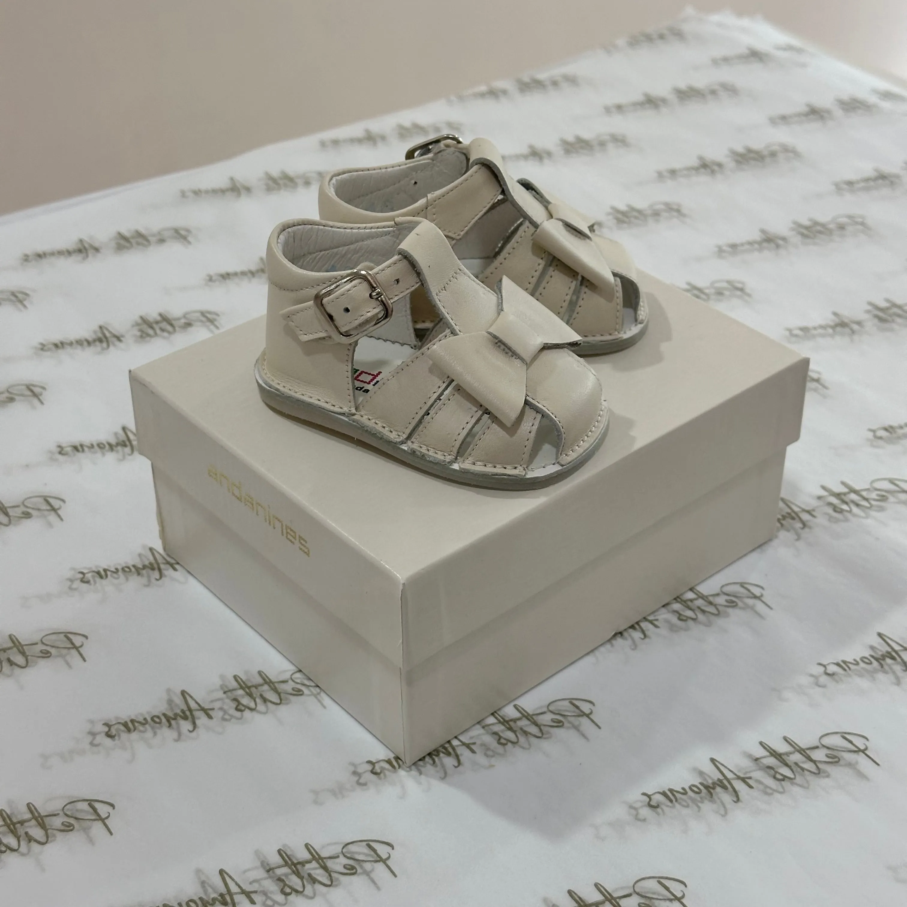 Ivory Pearl Bow Baby Sandals