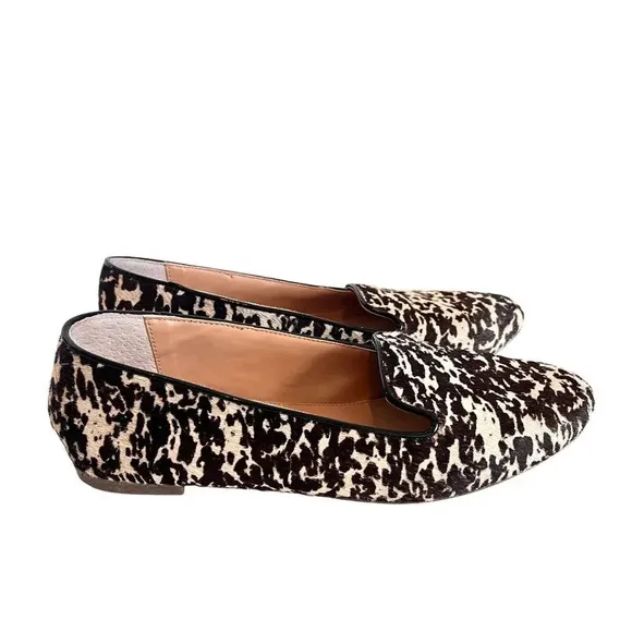 J. Crew Cora Calf Hair Animal Print Loafers Flats Size 8