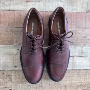 Johnston &amp; Murphy Novick Cap Toe Lace Up Oxford Shoes Cognac Burgundy 10.5