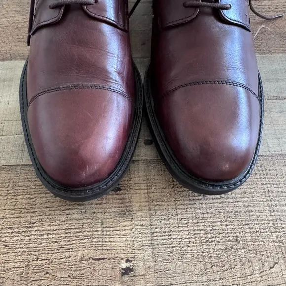 Johnston &amp; Murphy Novick Cap Toe Lace Up Oxford Shoes Cognac Burgundy 10.5