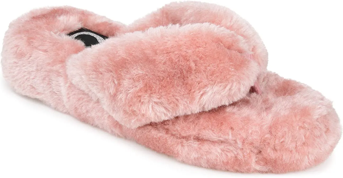 Journee Collection Womens Dream Comfort Insole Slip On Flip Flop Open Toe Slippers Blush 7.5 Medium Womens US