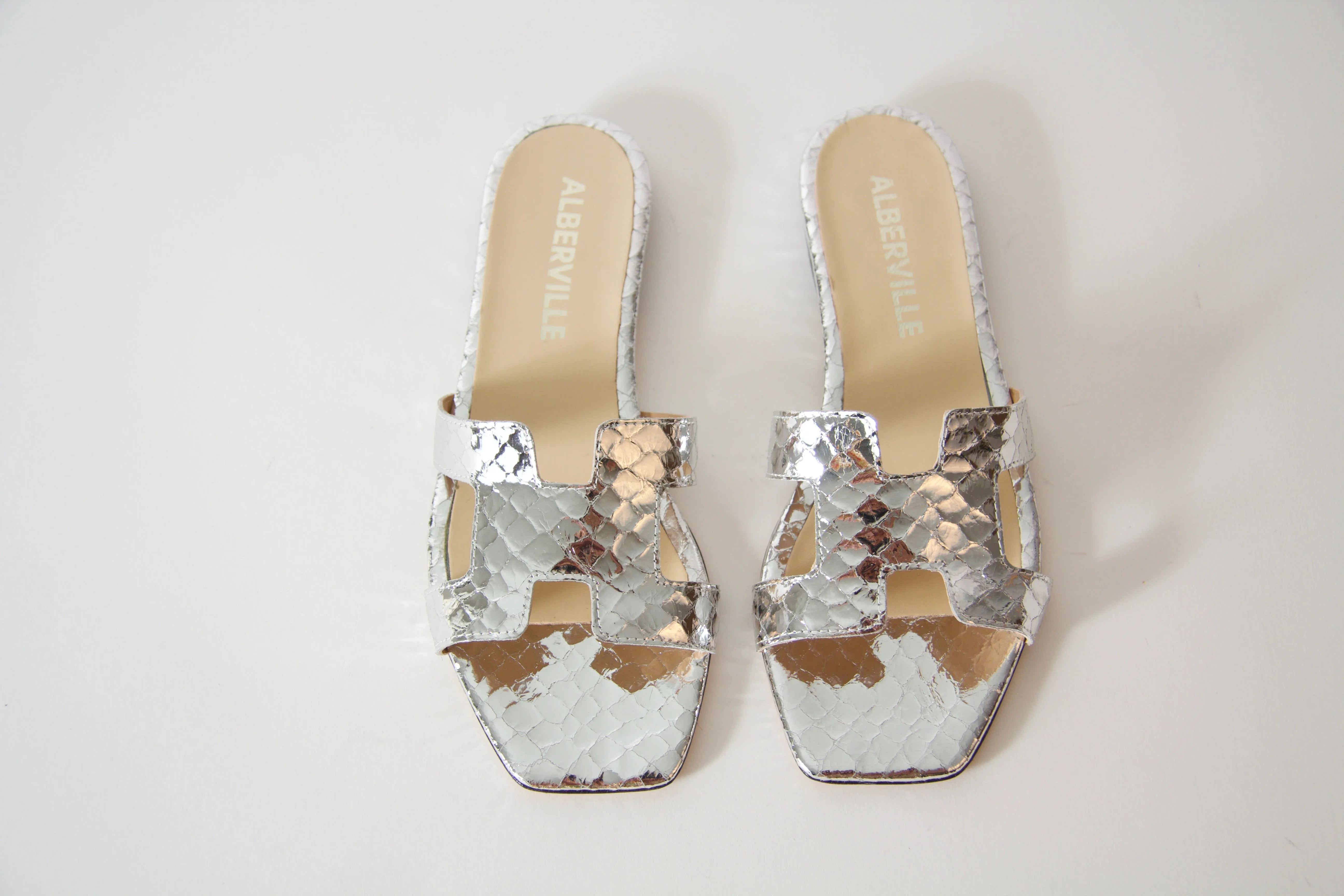 Kay Silver Snake Sandals