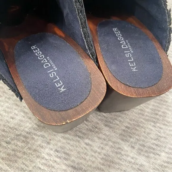 Kelsi Dagger Jhett Leather Clogs Blue sz 7.5