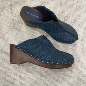 Kelsi Dagger Jhett Leather Clogs Blue sz 7.5