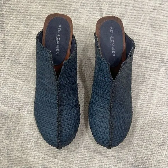 Kelsi Dagger Jhett Leather Clogs Blue sz 7.5