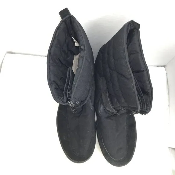 Khombu Women Winter Snow Boots Zipper Closure Buckles Black Size 12