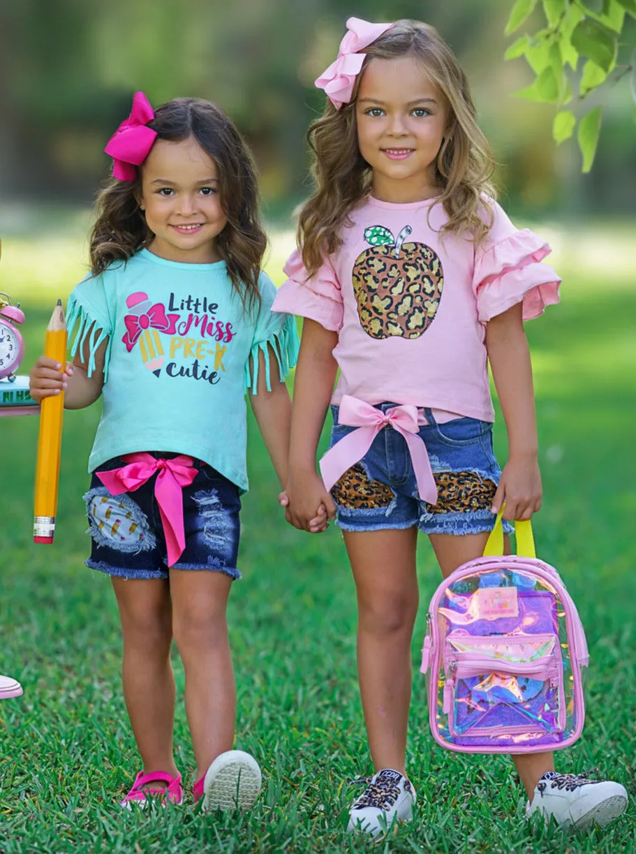 Little Miss Pre-K Cutie Patched Denim Short Set