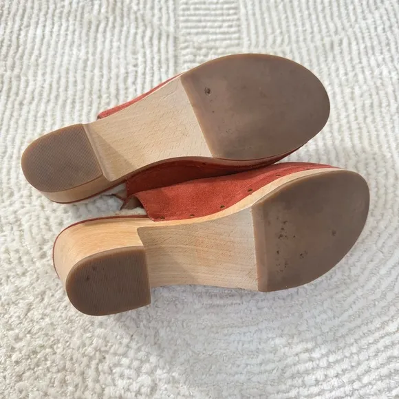 Madewell Marlo Slingback Clog Shearling Lined Nubuck Suede Leather Warm Nutmeg 7