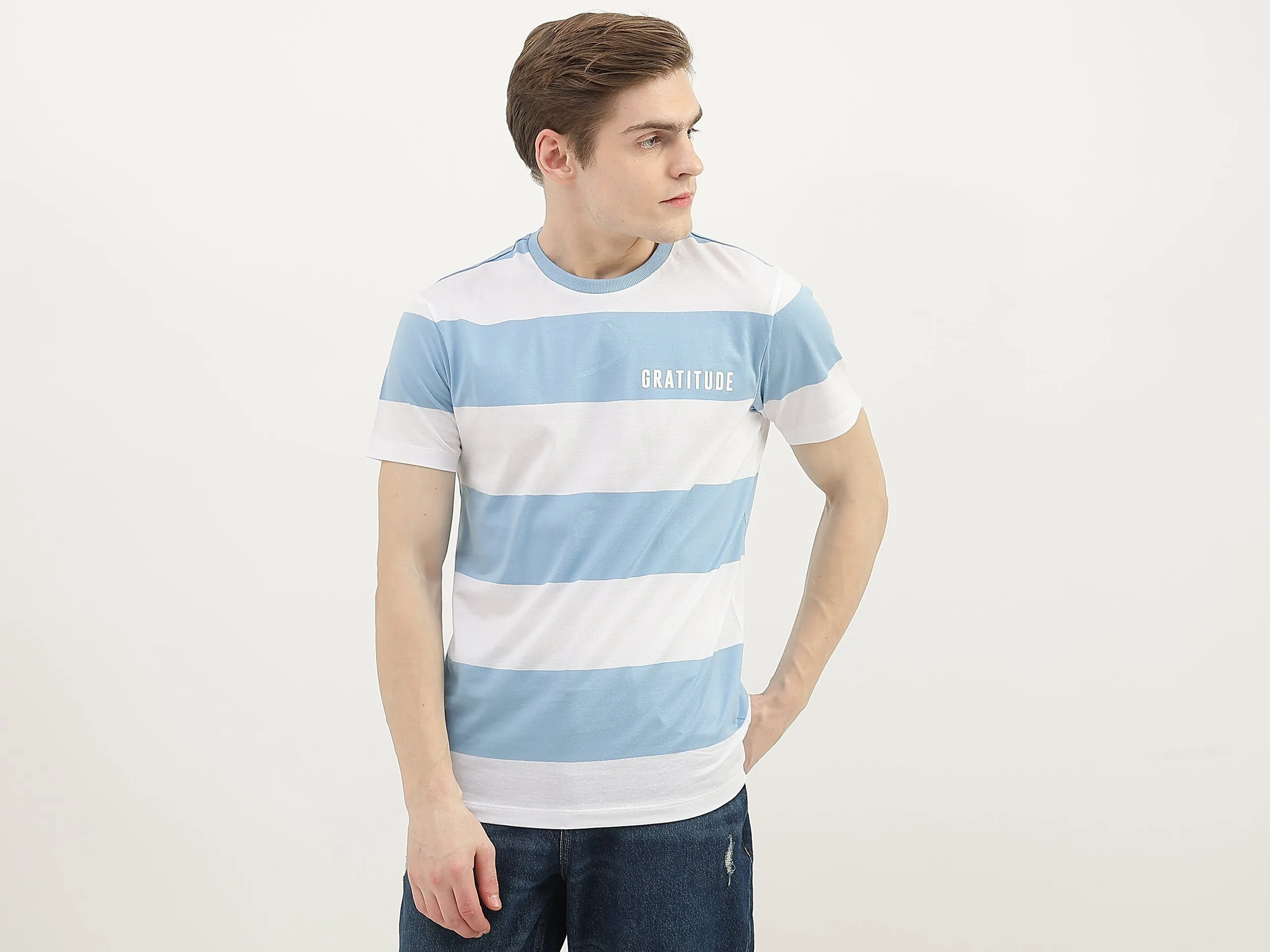 Men Striped Round Neck T-Shirt