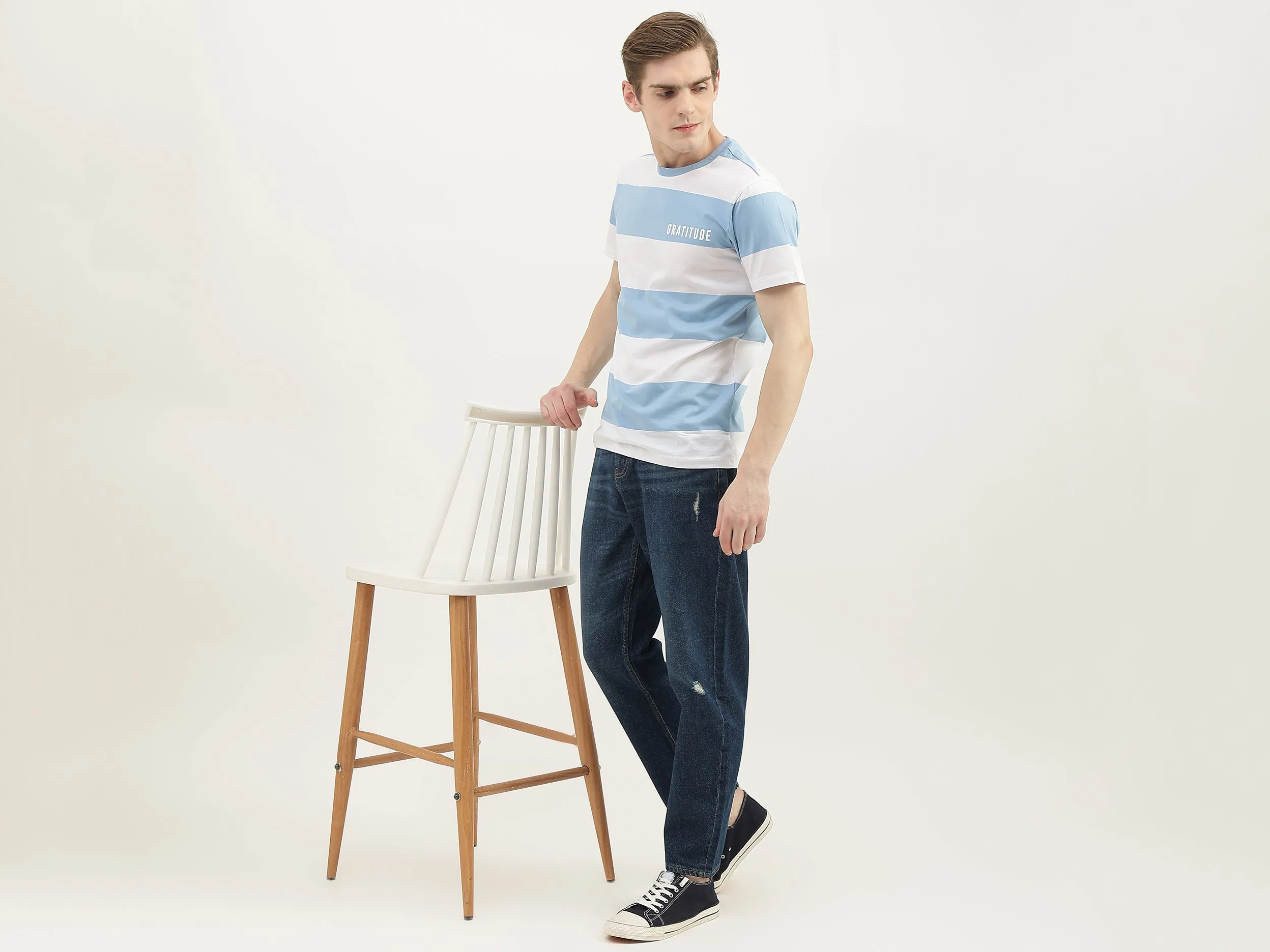 Men Striped Round Neck T-Shirt