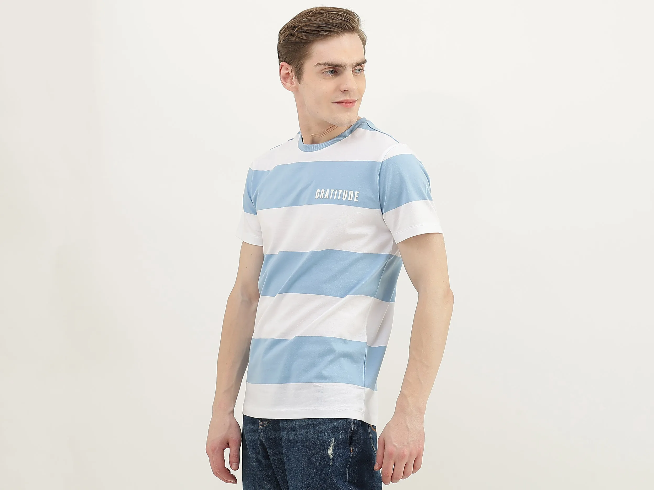 Men Striped Round Neck T-Shirt