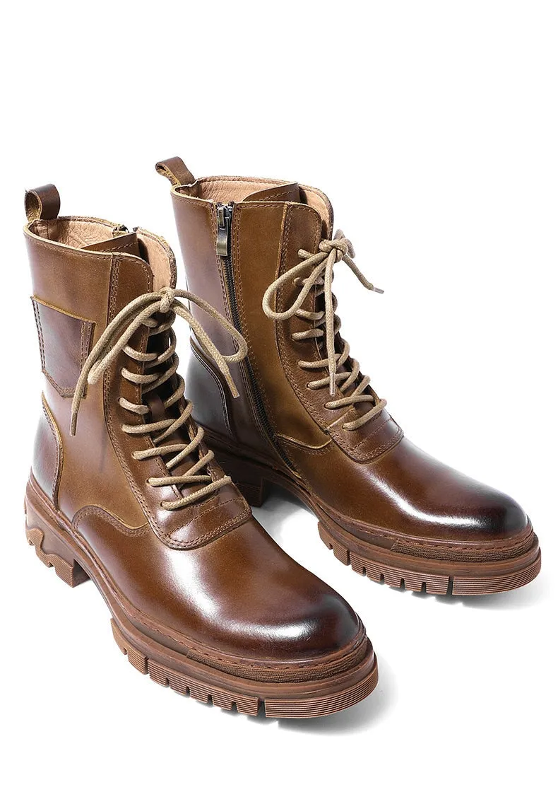 Mens Genuine Leather Lace Up Work Boots