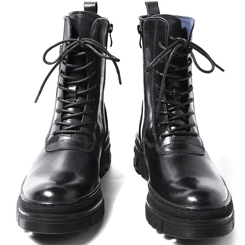 Mens Genuine Leather Lace Up Work Boots
