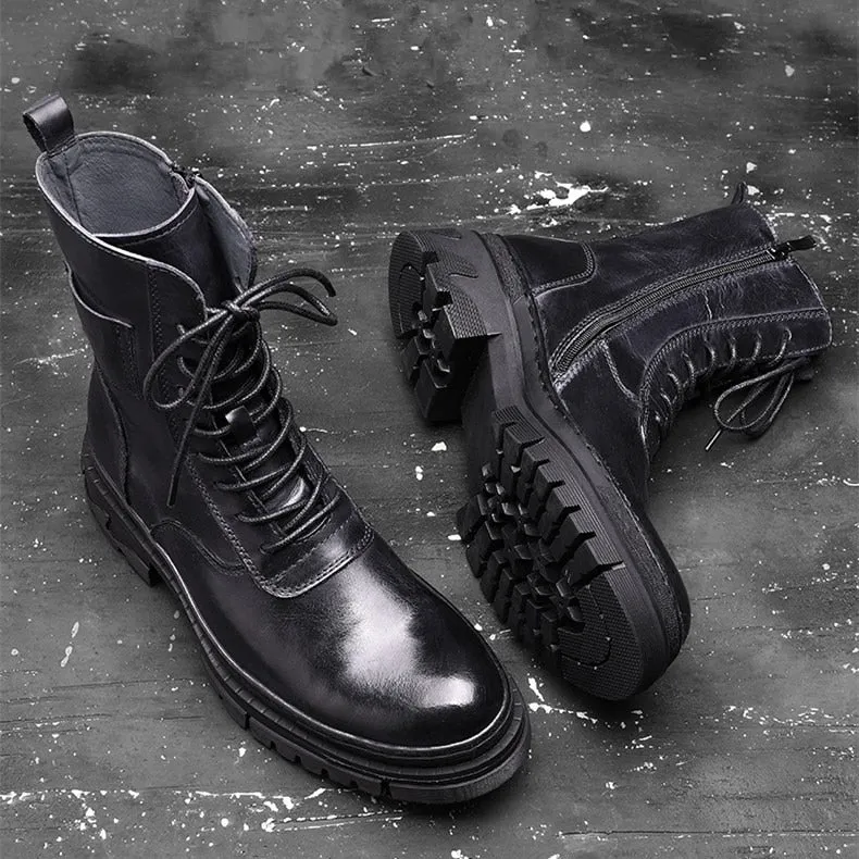 Mens Genuine Leather Lace Up Work Boots