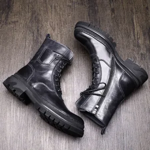 Mens Genuine Leather Lace Up Work Boots