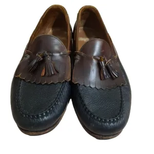 Mens Loafers Dress Shoes 15D Black Brown Leather Boat Lace Allen Edmonds Nashua*