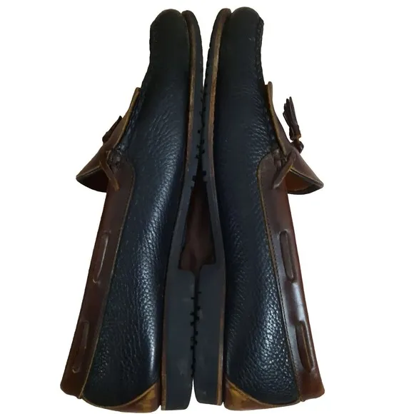 Mens Loafers Dress Shoes 15D Black Brown Leather Boat Lace Allen Edmonds Nashua*