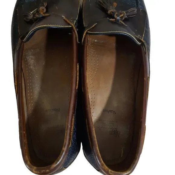 Mens Loafers Dress Shoes 15D Black Brown Leather Boat Lace Allen Edmonds Nashua*