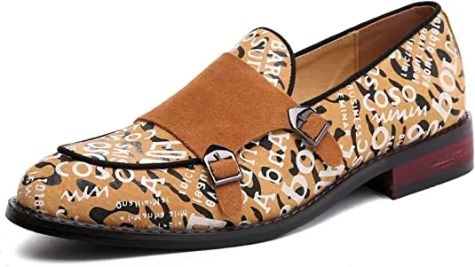 Men's Monk-Strap Loafers Letter Printed