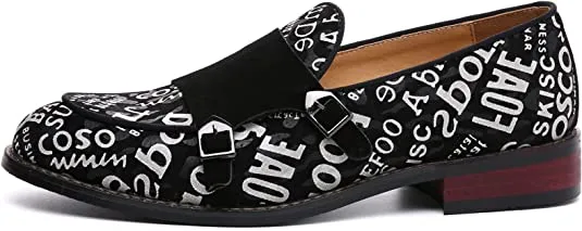 Men's Monk-Strap Loafers Letter Printed