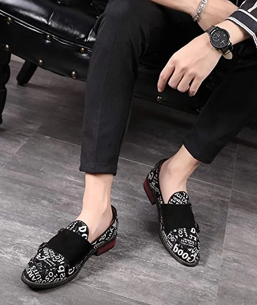 Men's Monk-Strap Loafers Letter Printed