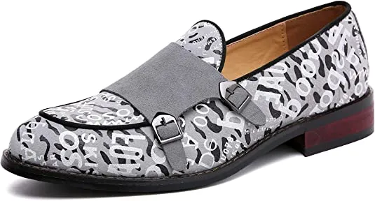 Men's Monk-Strap Loafers Letter Printed