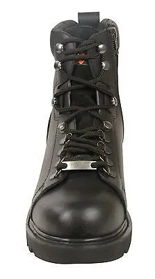 MEN'S MOTORBIKE REAL LEATHER LACE TO TOE BOOT WITH SIDE ZIPPER ENTRY COW LEATHER