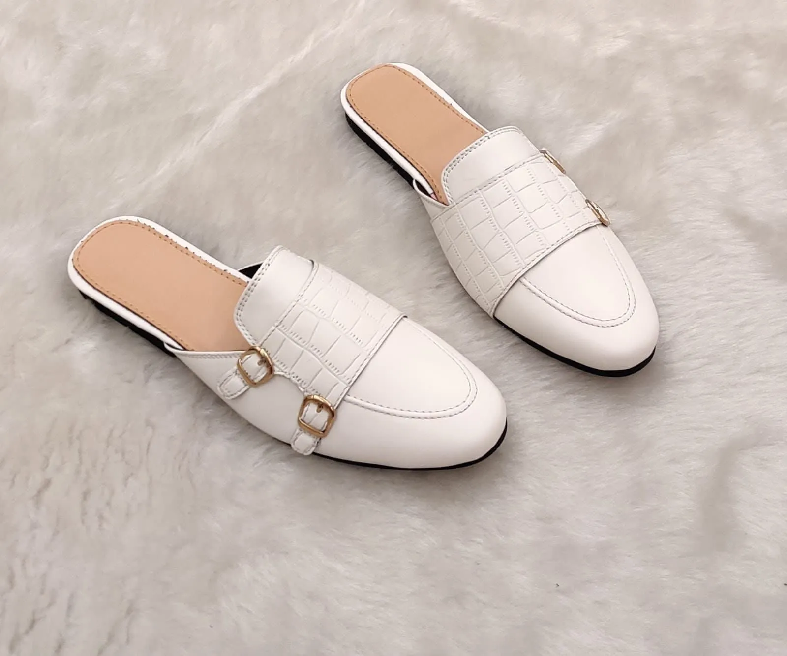 Men's Premium Quality Double Buckle Monk Backless Slip-On Mule Shoes-UniqueandClassy