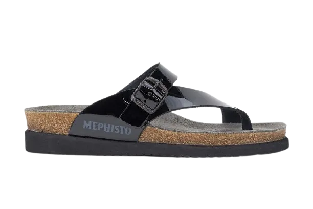 Mephisto Womens Helen Black Patent Leather Sandals
