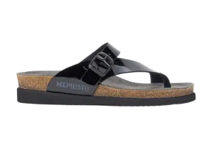 Mephisto Womens Helen Black Patent Leather Sandals