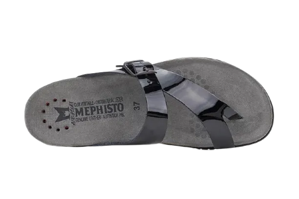 Mephisto Womens Helen Black Patent Leather Sandals