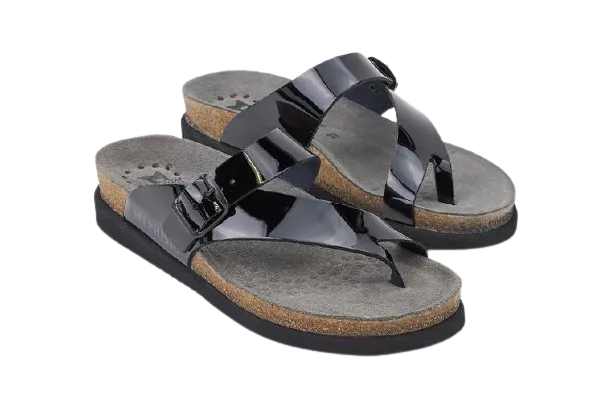 Mephisto Womens Helen Black Patent Leather Sandals