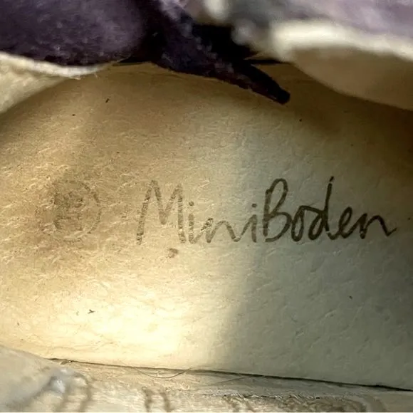 Mini Boden Boots Girls 9.5 US 26 EU Chelsea Purple Suede Gold Glitter Zip Winter