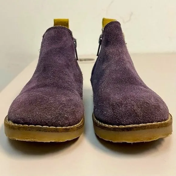 Mini Boden Boots Girls 9.5 US 26 EU Chelsea Purple Suede Gold Glitter Zip Winter