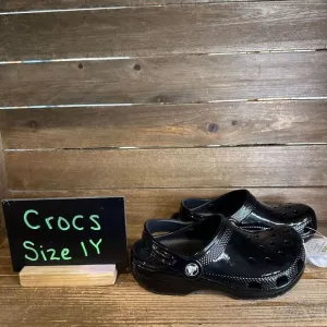 New Big Kids Crocs Classic Black High Shine Patent Clogs Shoes Sandals Size‎ 1 Y