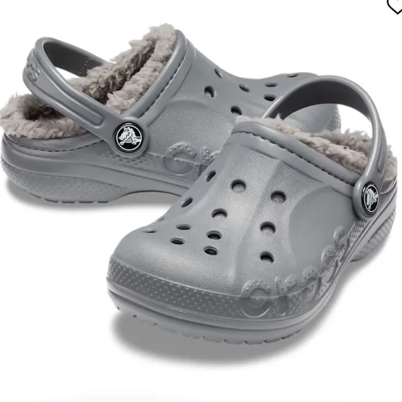 New Crocs Baya Lined Sherpa Fleece Clogs in Charcoal Size 6C