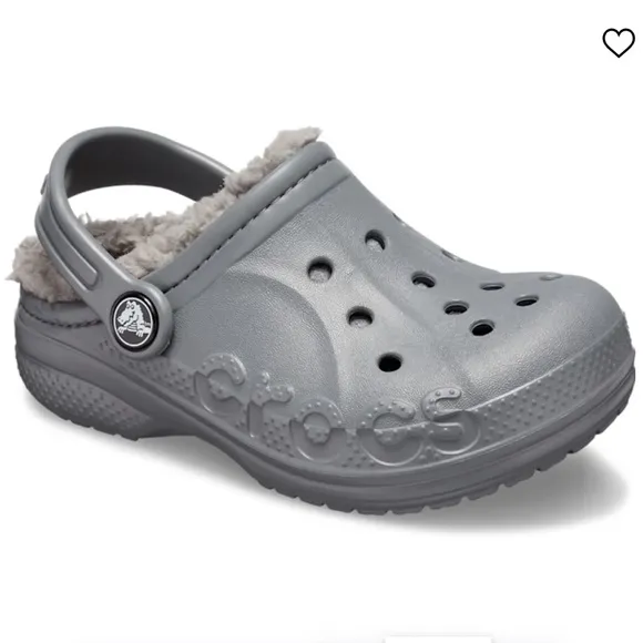 New Crocs Baya Lined Sherpa Fleece Clogs in Charcoal Size 6C