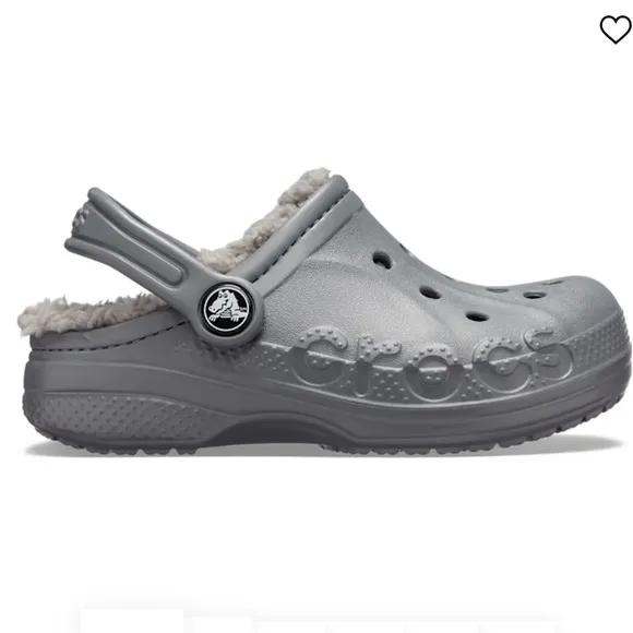 New Crocs Baya Lined Sherpa Fleece Clogs in Charcoal Size 6C