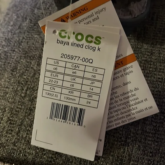 New Crocs Baya Lined Sherpa Fleece Clogs in Charcoal Size 6C