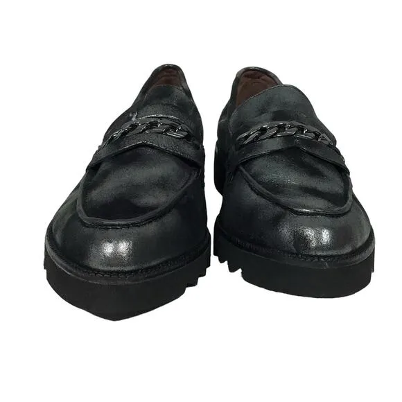 NEW Donald J Pliner Creeper Loafer Flats Brecca Chain Gray Black Metallic Camo 5
