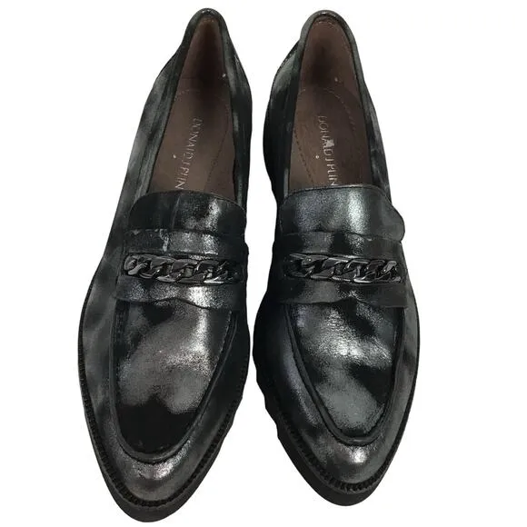 NEW Donald J Pliner Creeper Loafer Flats Brecca Chain Gray Black Metallic Camo 5