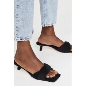 NEW Good American Women's Terry Kickstand Low Heel Slide Sandals Black Size 11.5