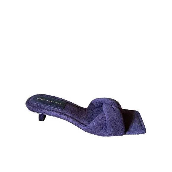 NEW Good American Women's Terry Kickstand Low Heel Slide Sandals Black Size 11.5