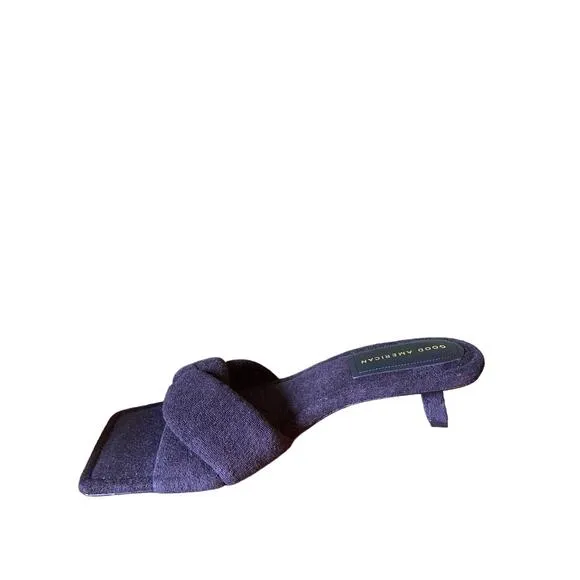 NEW Good American Women's Terry Kickstand Low Heel Slide Sandals Black Size 11.5