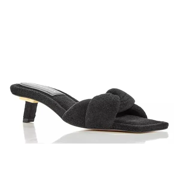 NEW Good American Women's Terry Kickstand Low Heel Slide Sandals Black Size 11.5