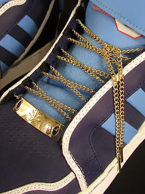 New Men Women A Pair Gold Metal Shoe Laces Sneakers Chains 36"