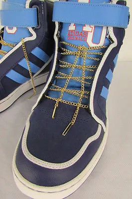 New Men Women A Pair Gold Metal Shoe Laces Sneakers Chains 36"