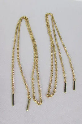 New Men Women A Pair Gold Metal Shoe Laces Sneakers Chains 36"